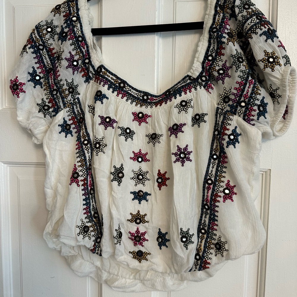 Free People Multicolor Embroidered Blouse